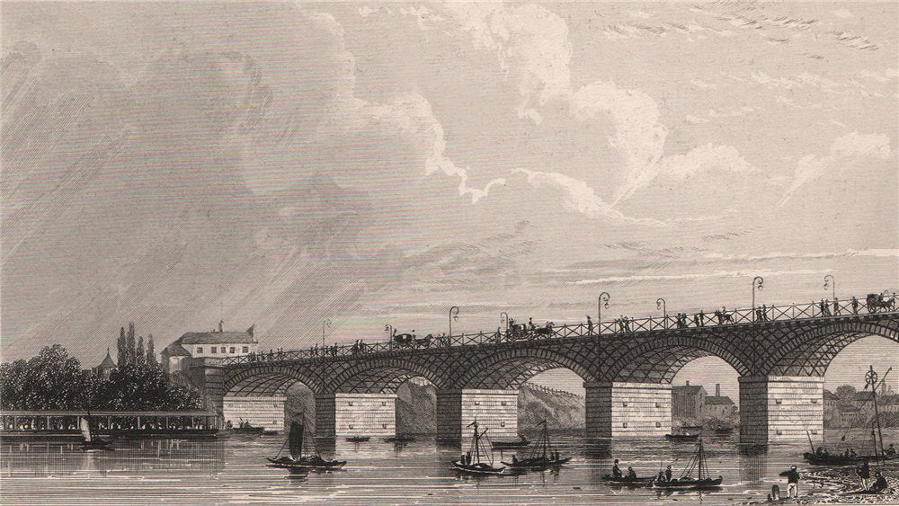 PARIS. Pont d'Austerlitz. BICKNELL 1845 old antique vintage print picture